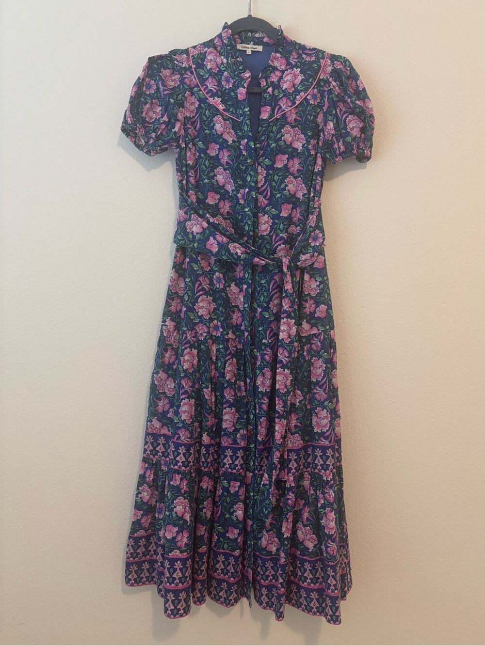 Celina Moon Pippa Midi Dress – Azure Garden Print – Size Small